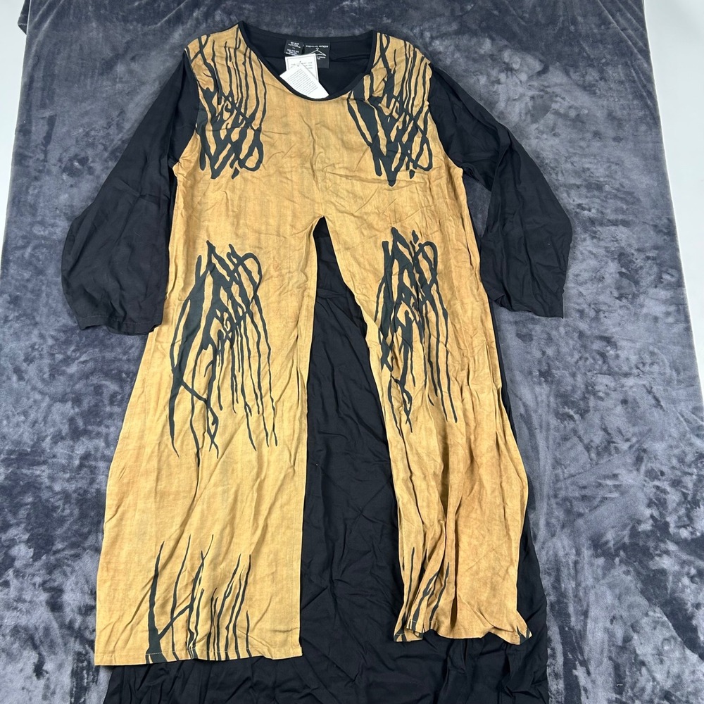 Shopping with Anthony Dress Womens 1X Brown Black Abstract Layered Maxi NWT
